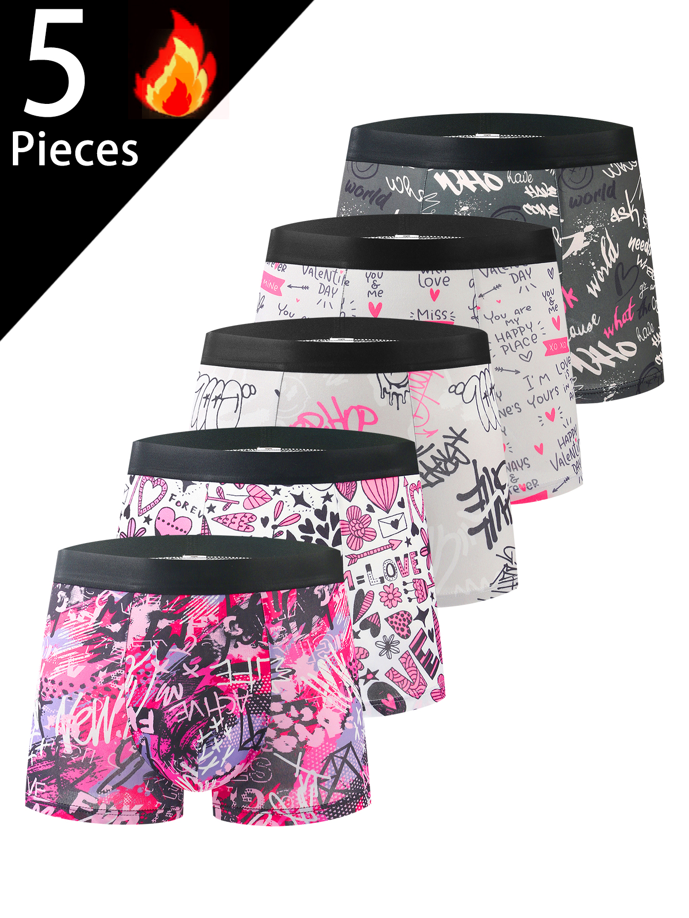 Multi Pack Underwear - 5-pack men's boxer briefs, Valentine's Day
