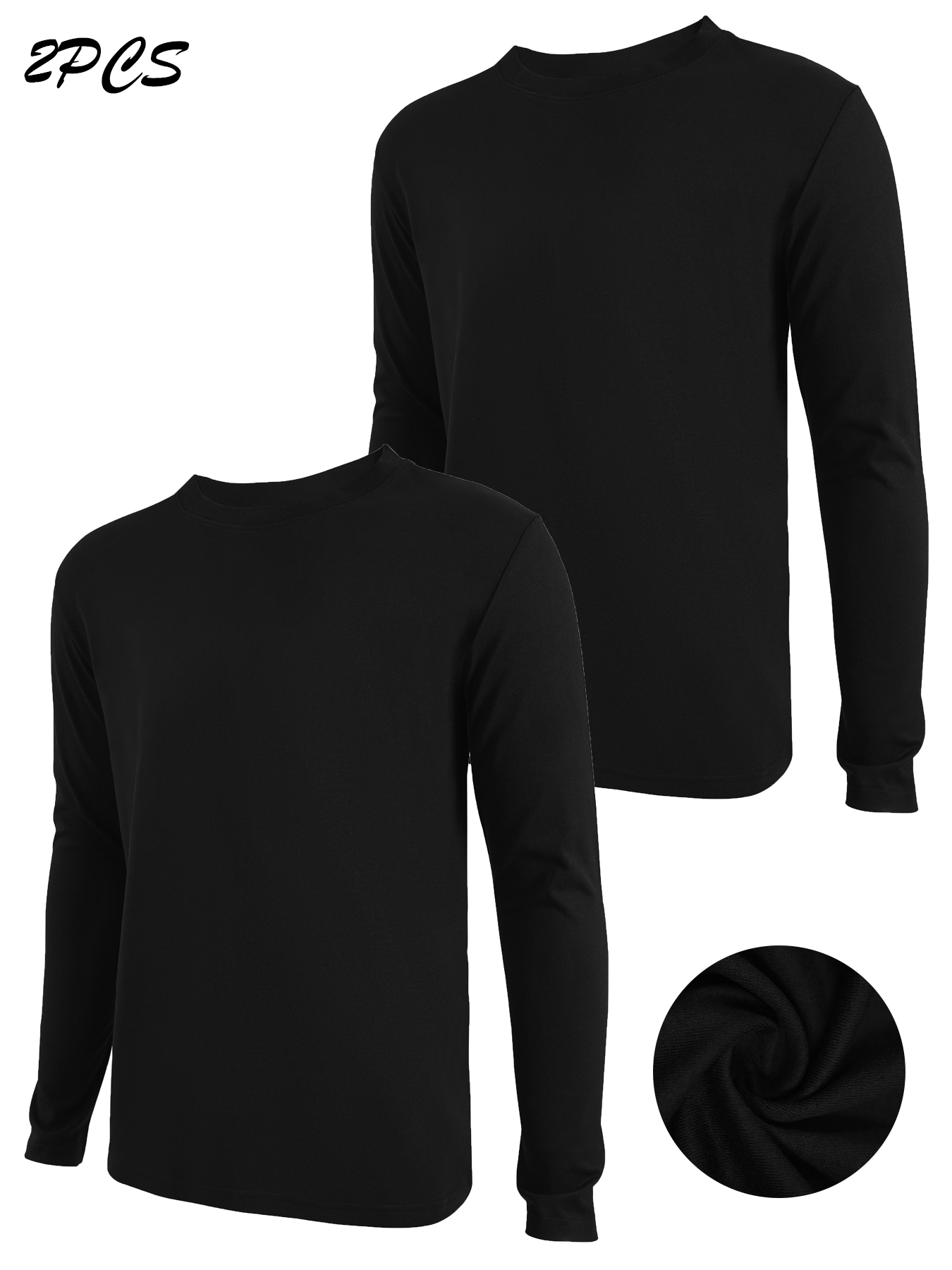 Undershirt Crew Neck - 2-Pack Men's Thermal Long Sleeve Undershirt