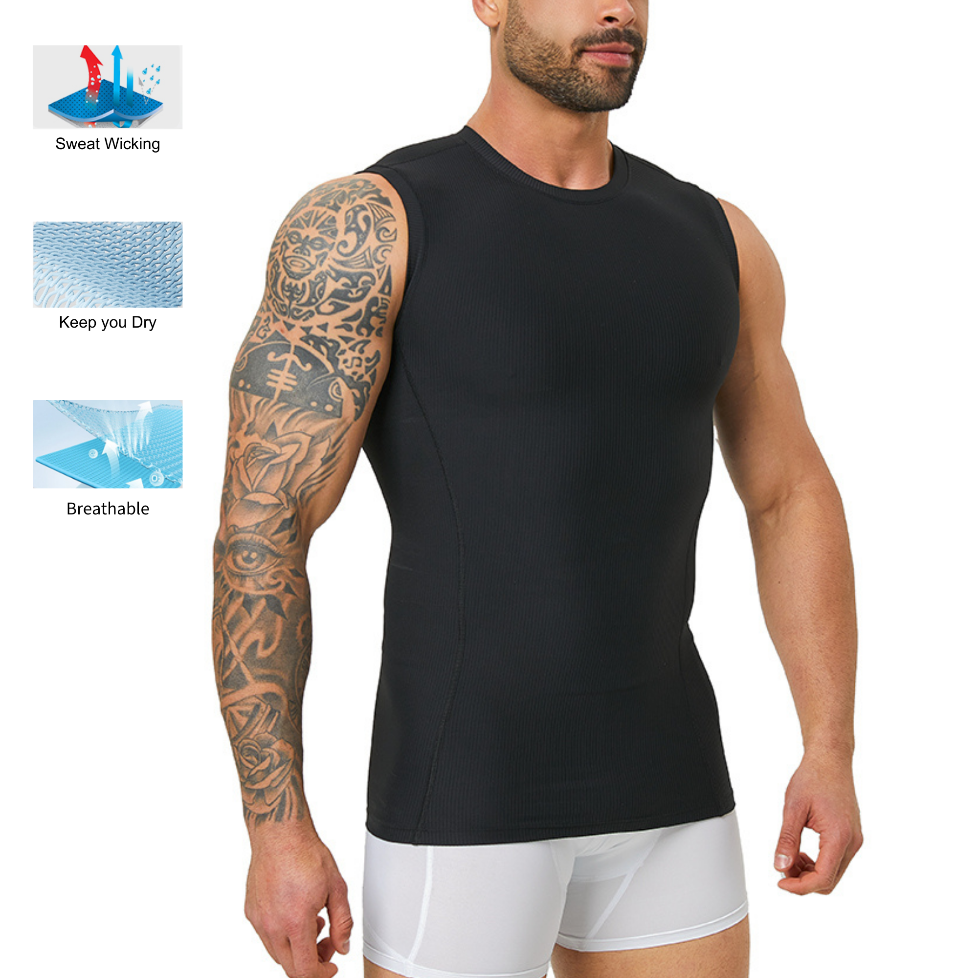 Men's Slim Fit Body Shaping Ve - Tank Top Ribbed review and price