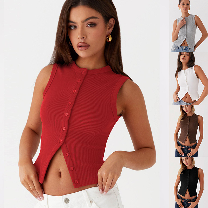 Ribbed Tank Button Crop Top Y2 - Tank Top Ribbed review and price