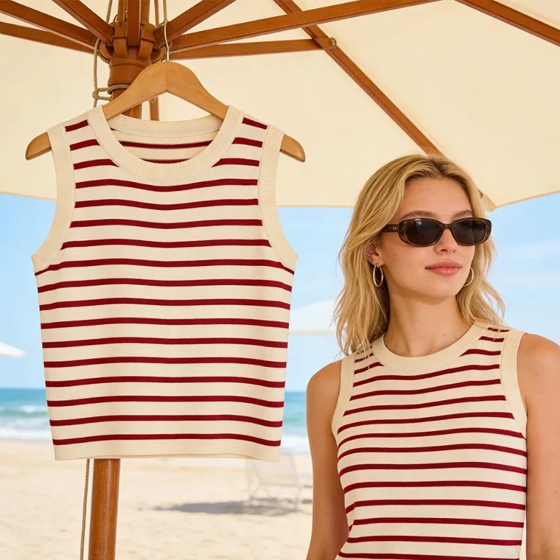One Size Short Striped Ice Sil - Sleeveless Undershirt review and price