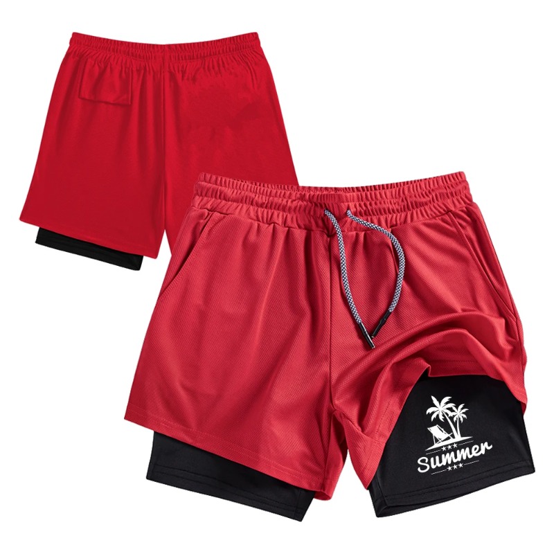 Summer Men's Double Layer Runn - Compression Shorts Athletes review and price