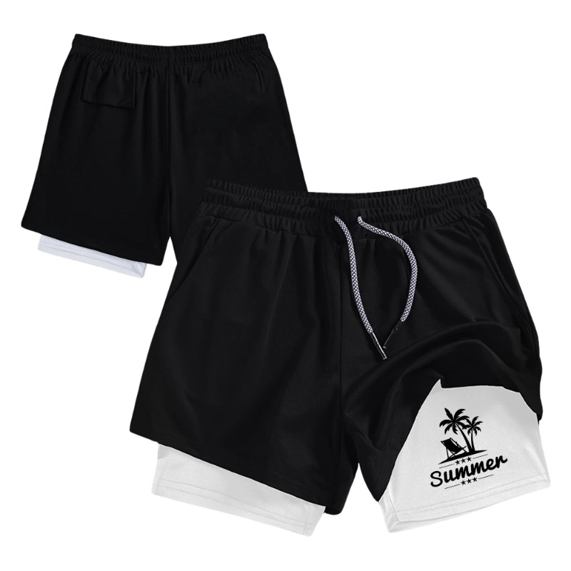 Summer Men's Double Layer Runn - Compression Shorts Athletes review and price